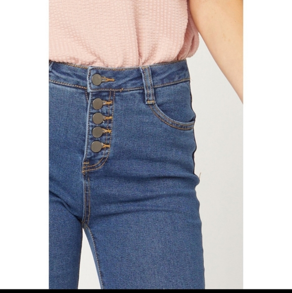 High Waist Bell Bottom Flare Denim Jeans - Picture 4 of 6
